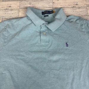 Polo Ralph Lauren Polo Shirt‎ Mens 2XL Purple Pony Teal Classic Fit Preppy Read